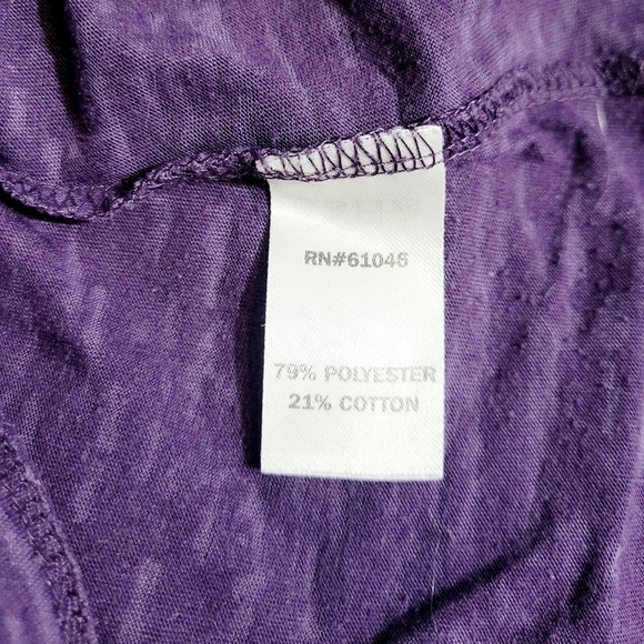 VANITY Women's Purple Burnout Long Sleeve Shirt Black Sparkle Cross Size L - Picture 8 of 9